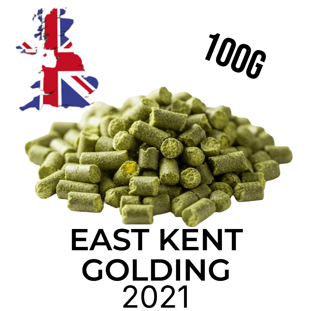 100 gram pakke med East Kent Golding T90 humlepellets for hjemmebrygging